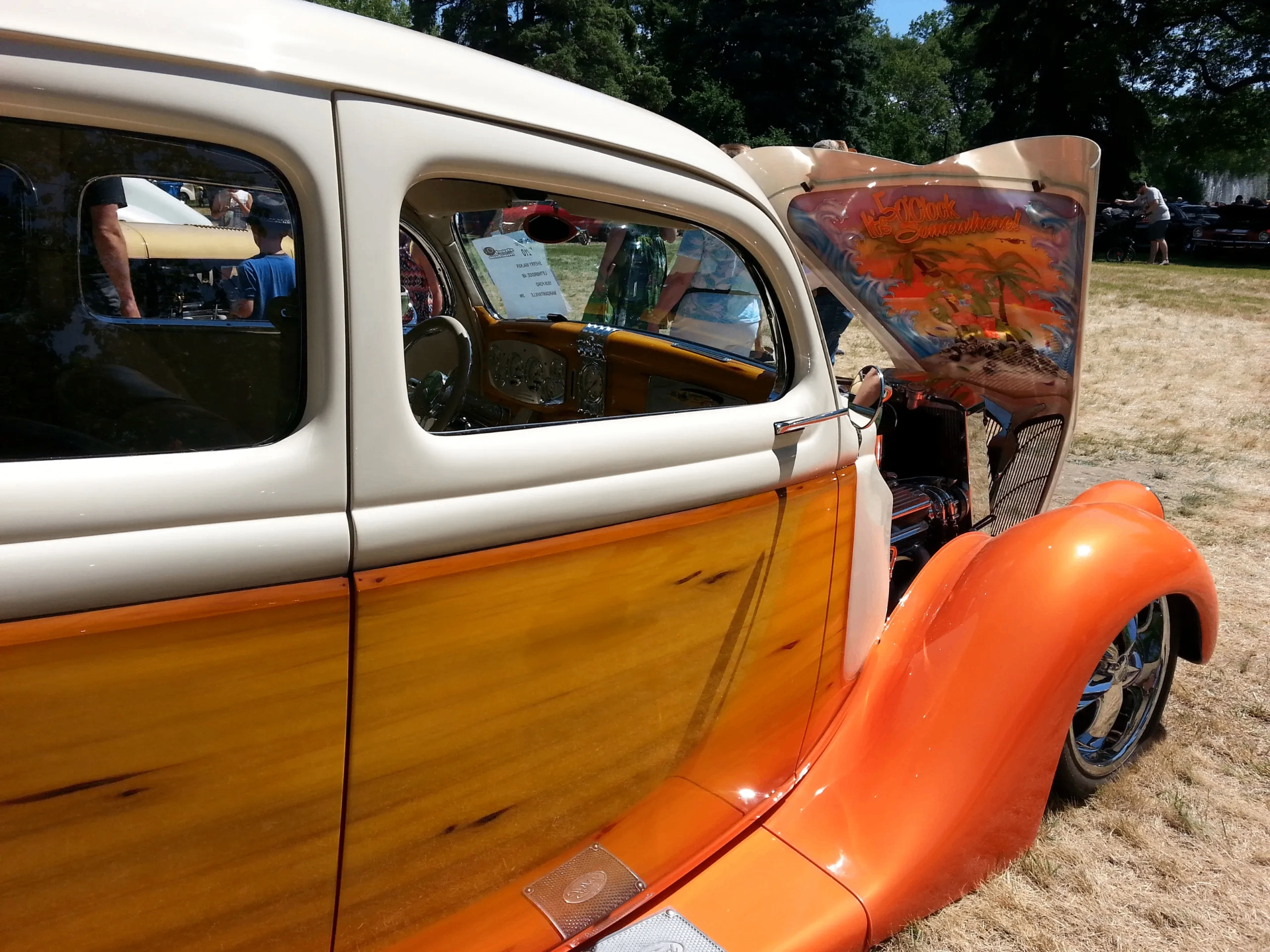 Custom woody hot rod at a Lethbridge car show